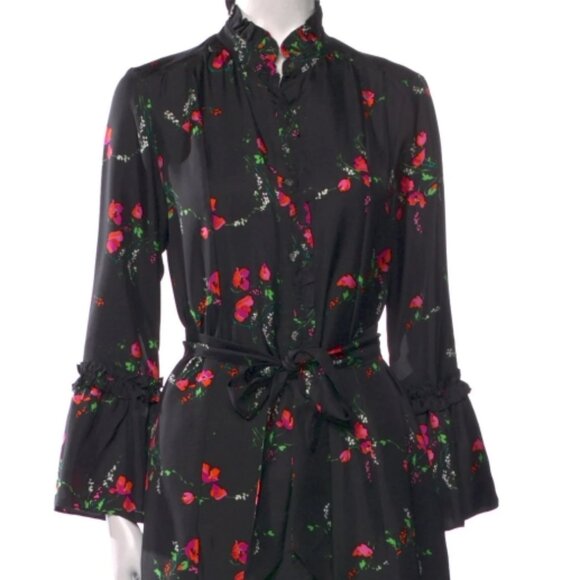 NWOT Julie Fagerholt Heartmade Harin Floral Silk Midi Dress in Black XS $745 - Picture 8 of 11